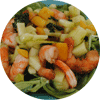Salade de mache  la crevette et  la mangue