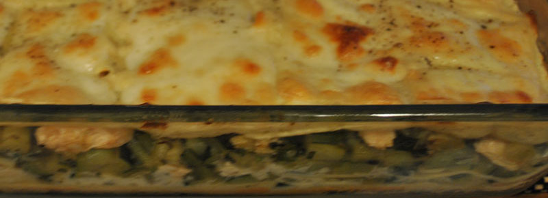 Lasagne maison au saumon et courgettes